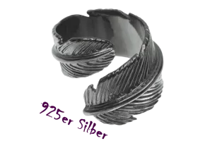 Offener Ring Feder (925 Silber)